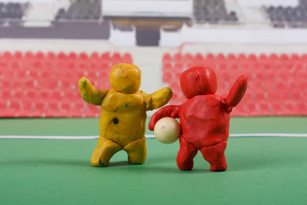 Plasticine . Football scene. — Stock Photo, Image