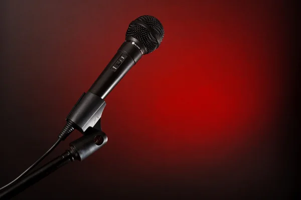 Microphone on red background — Stock Photo, Image