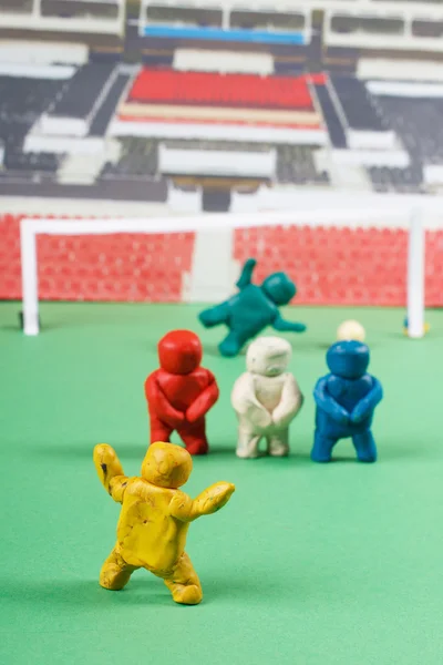 Plasticine . Football scene — Stock Photo, Image