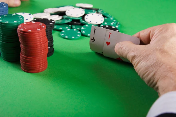 Businessman playing poker — Stock Photo, Image