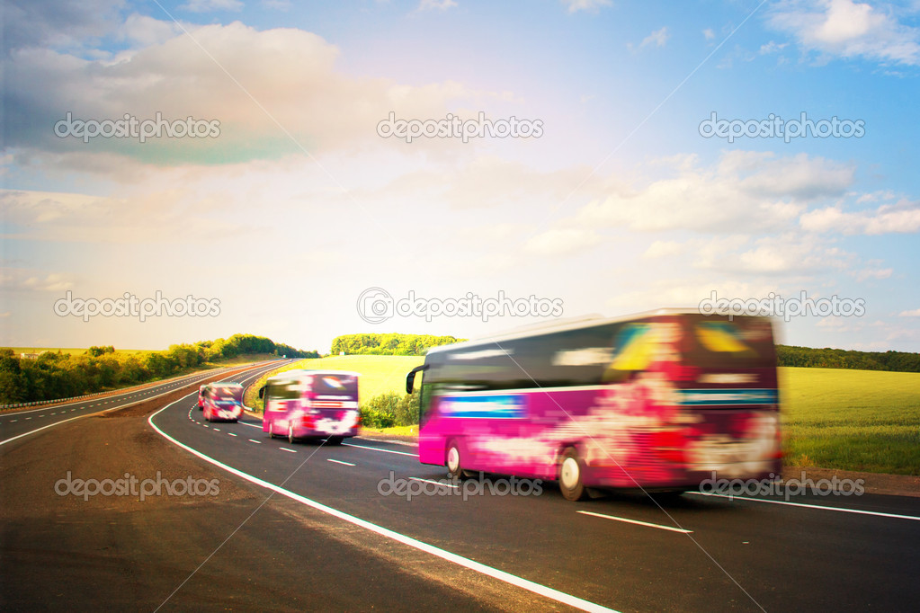Buses on the road