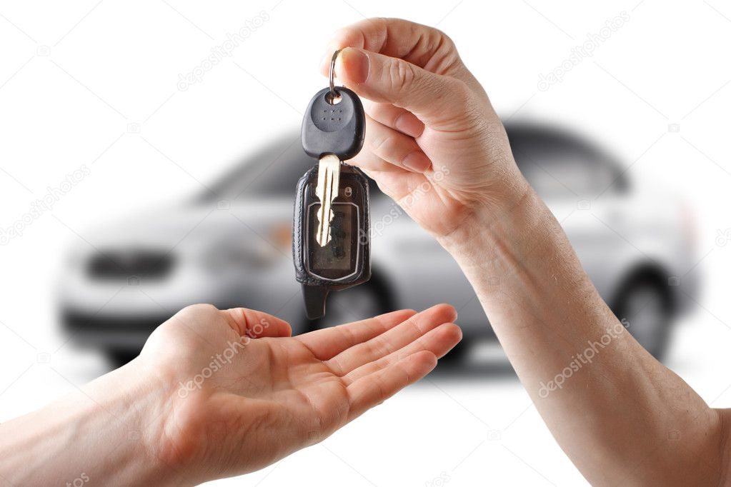 Keys to the car. White background.