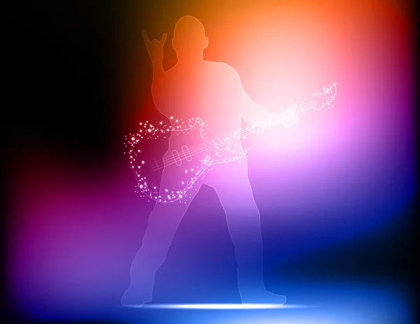 Music background, light guitarist — Stock Vector