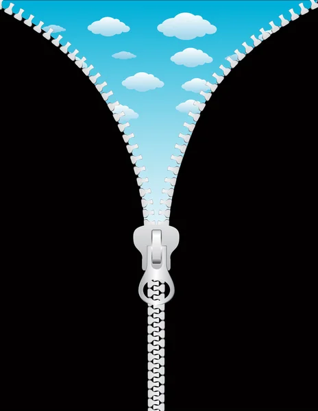 Zipper and cloudy sky — Stock Vector