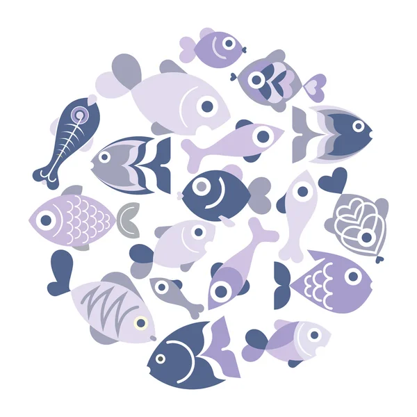 Blue Fishes — Stock Vector