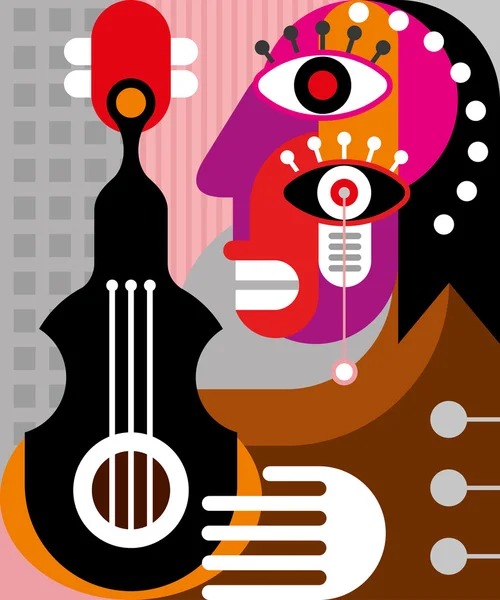 Mujer tocando la guitarra - ilustración vectorial — Vector de stock