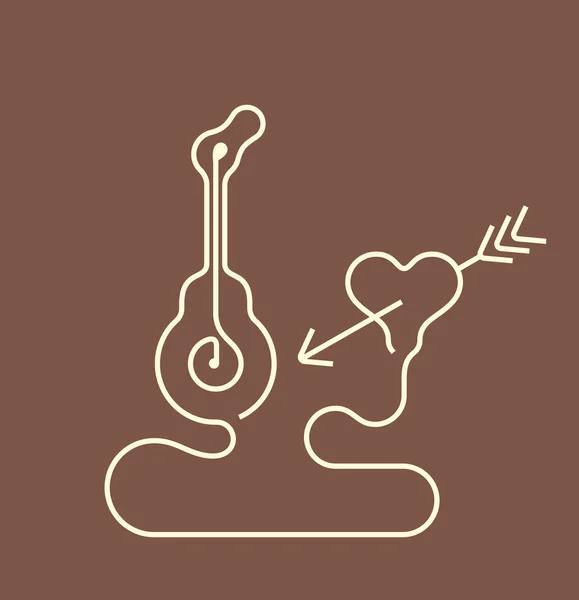 Guitare et coeur — Image vectorielle