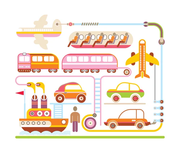 Viaggi & Trasporti - illustrazione vettoriale — Vettoriale Stock