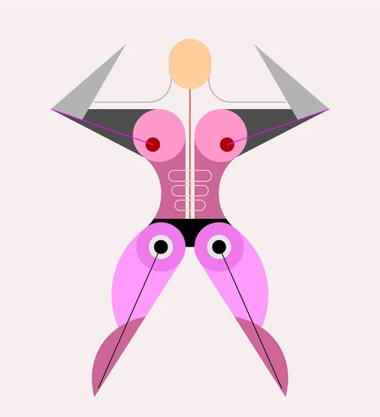 Цветное Изображение Выделенное Белом Фоне Bauhaus Female Bodybuilder Модель Векторной — стоковый вектор