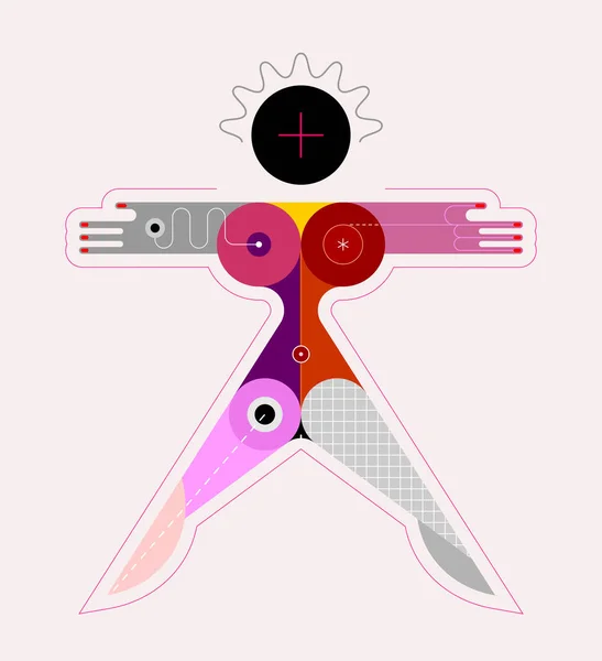 Color Aislado Sobre Fondo Blanco Bauhaus Modelo Cuerpo Femenino Ilustración — Vector de stock