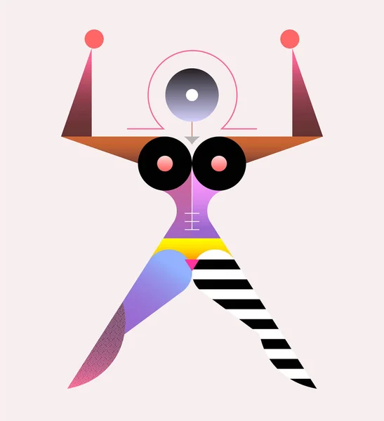 Diseño Color Aislado Sobre Fondo Blanco Bauhaus Modelo Cuerpo Femenino — Vector de stock