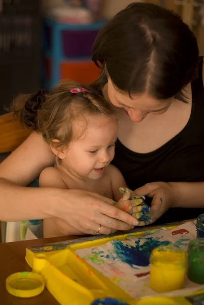 The baby girl drow by hands — Stock Photo, Image