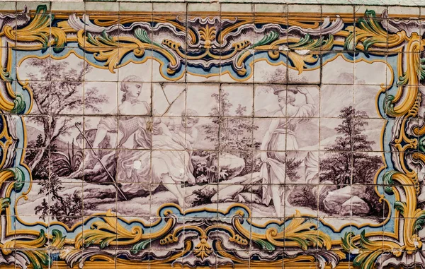 Portugese ceramiektegel schilderkunst uit de c18th. — Stockfoto