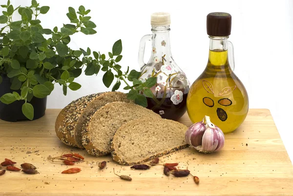 Sliced homemade brown bread with cereals — Stock Photo, Image