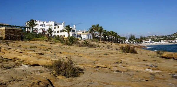 Praia Luz Beach Atlanti Óceánon Algarve Portugália Stock Fotó