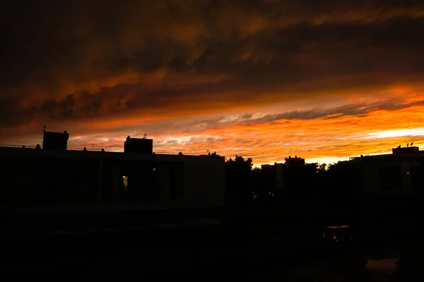 Sonnenuntergang Über Der Stadt — Stockfoto