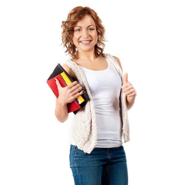 Female student smiling and looking at camera — Stock Photo, Image