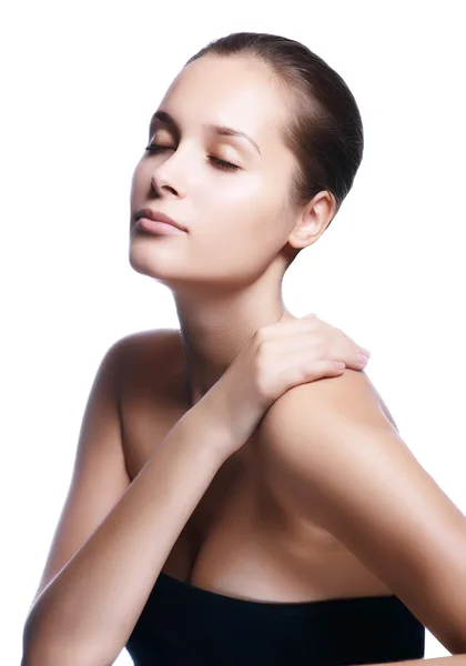 Portret van jonge mooie vrouw met een gezonde huid — Stockfoto