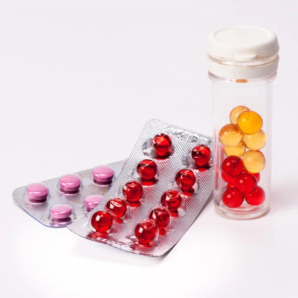 Heap of colorful pills. medical background — Stock Photo, Image