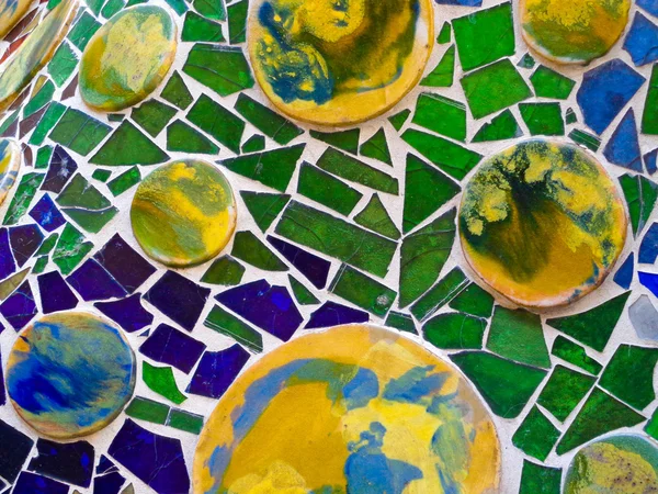 Tipico motivo ceramico blu di Park Guell, Barcellona — Foto Stock