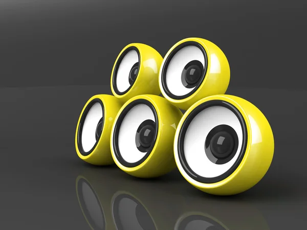 Yellow audio system over grey background — Stock Photo, Image