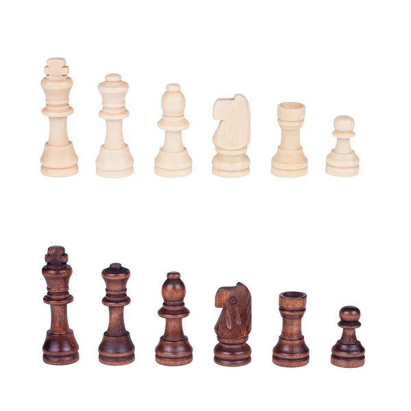 Figury szachowe położony na białym tle — Zdjęcie stockowe