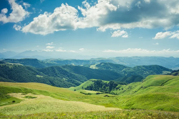 Estate montagne erba verde e cielo blu paesaggio — Foto Stock