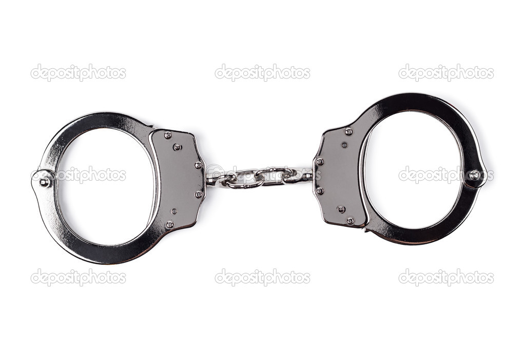 Steel handcuffs isolated on the white