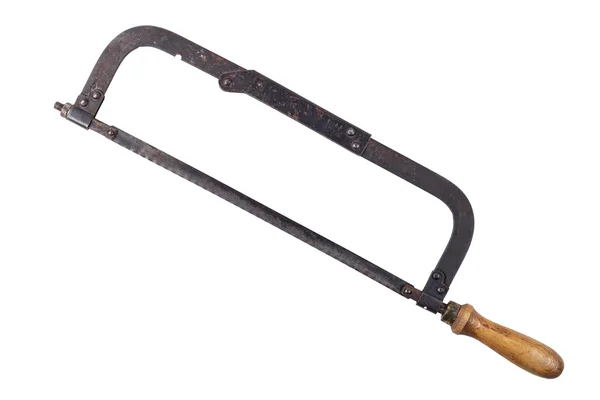 Old rusty hacksaw isolated on the white — Stock Photo, Image