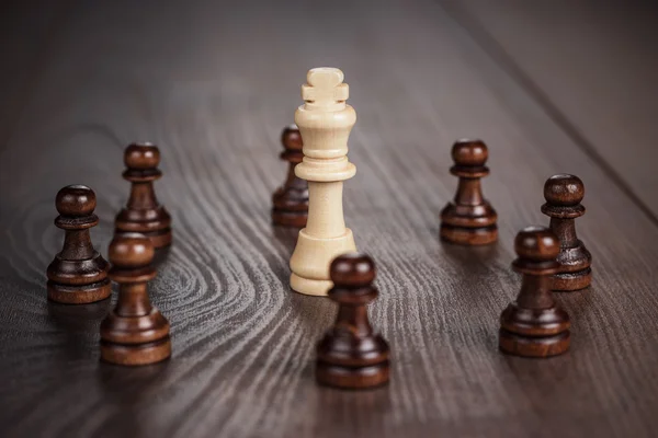 Chess win concept over wooden background — Stock Photo, Image