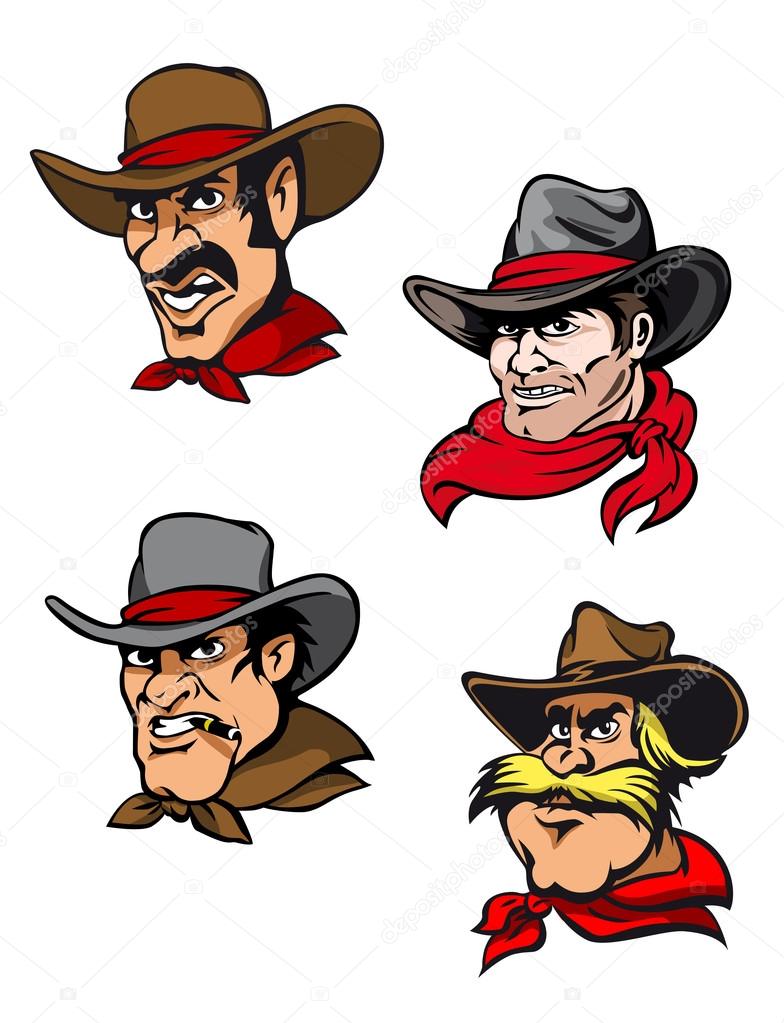 Cartoon cowboys set