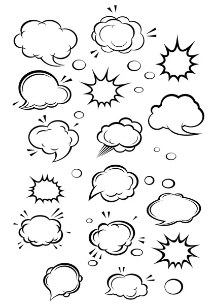 Nuvens de desenhos animados e bolhas de fala — Vetor de Stock