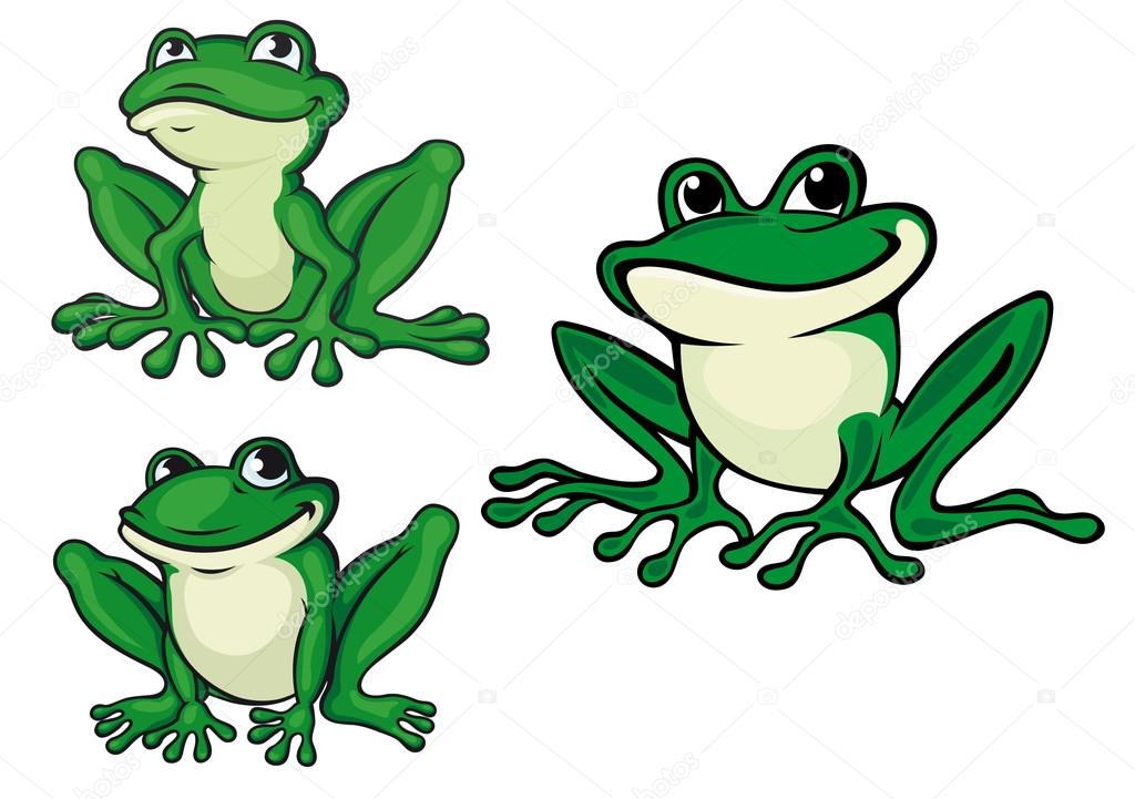 Green cartoon frogs