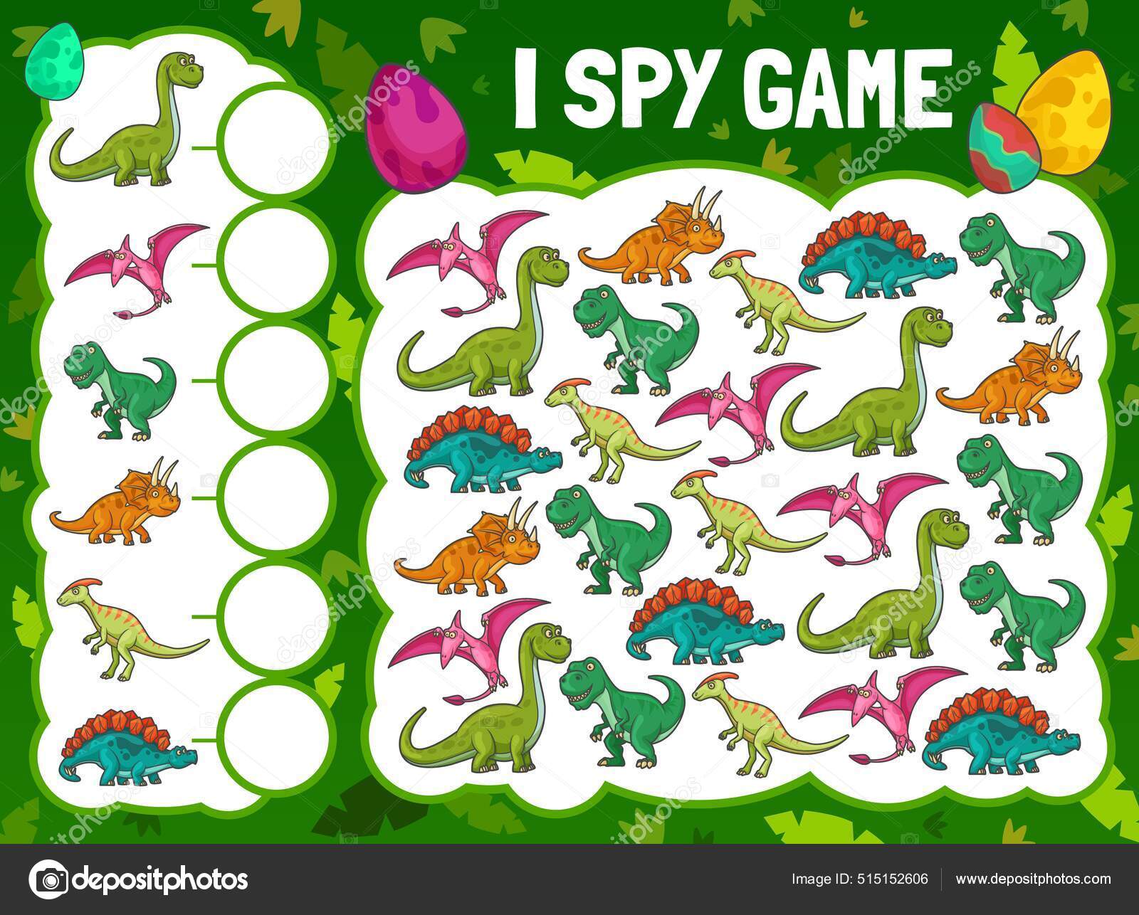 Jogo Espionagem Com Dinossauros Desenhos Animados Crianças Educativas Vetor  Quebra imagem vetorial de buchan© 515152606