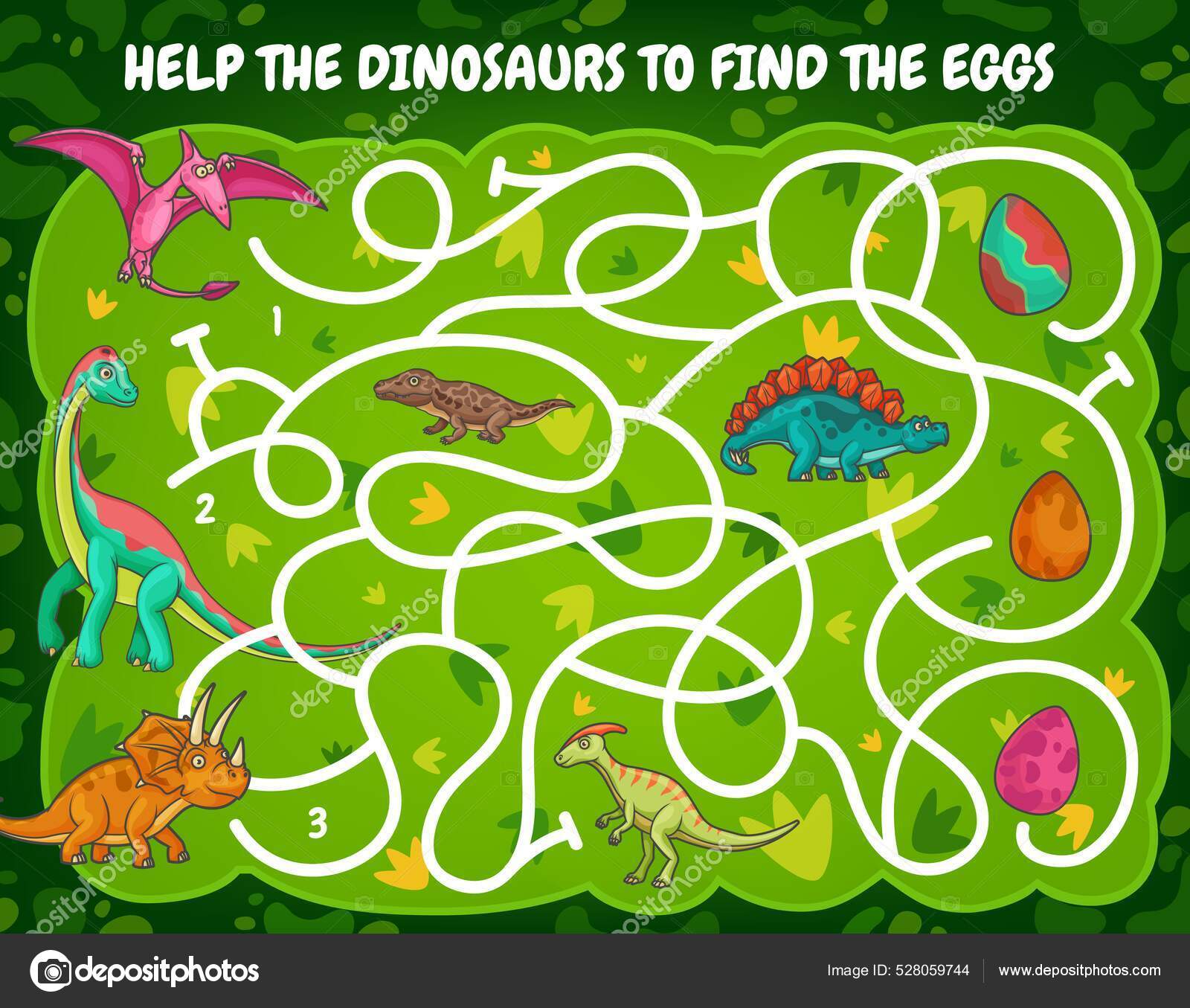 Dinossauros. Jogo educativo. Para todas as idades. 