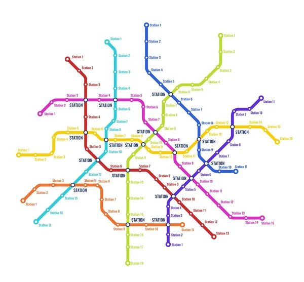 Metro Metro Mapa Vectorial Del Sistema Transporte Subterráneo Plan Línea — Archivo Imágenes Vectoriales