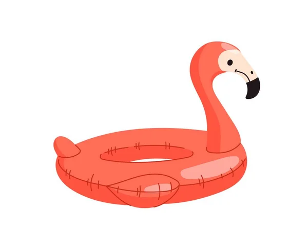 Inflatable Flamingo Float Swim Ring Flat Style Tropical Bird Balloon — Stock Vector