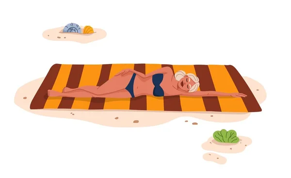 Гарненька Блондинка Купається Пляжі Тропічний Курорт Відпочинок Літні Канікули Подорожі — стоковий вектор