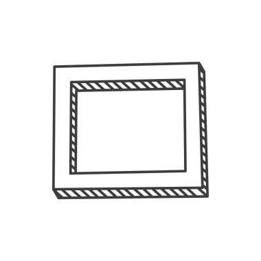 Kare boş çerçeve kenarlık basit pansiyoner karalama ana hatları öğesini izole etti. Vektör iç tasarım nesnesi, duvar dekorasyonu, ince çizgi. Soyut ahşap çerçeve, el çizimi modern çerçeve