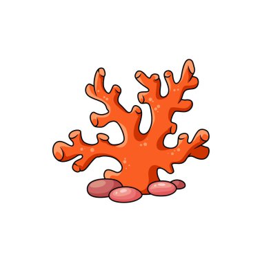 Keskin kenarlı deri mercan ve su altında izole edilmiş kaya karikatürü. Deniz tabanında yetişen sert mantar taşıyıcısı, akvaryum tankı dekorasyonu. Tropik deniz yatağı deniz canlısı.