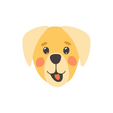 Jackabee 'nin yavru köpek suratı izole edilmiş hayvan portresi, düz çizgi film tasarımı. Vektör komedyen köpeği, Jack Russell Terrier kahverengi melez evcil hayvan. Çocuksu köpek emojisi emojisi, sevimli arkadaş.