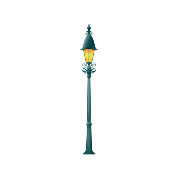 街路灯柱は最も孤立した街路灯の物体である ベクトルアンティークヴィンテージ漫画のガスランプ列 屋外照明 ポール列 街路灯 都市公園建築設計要素 — ストックベクタ