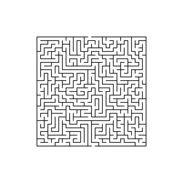 Maze Game Labyrinth Square Mental Conundrum Isolated Monochrome Icon Vector — Stock Vector