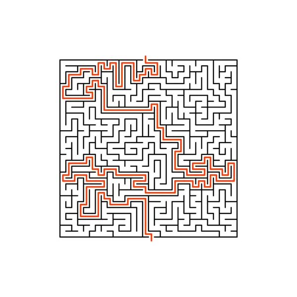 Labyrinth Maze Game Square Red Key Clue Isolated Vector Educational — Stock Vector
