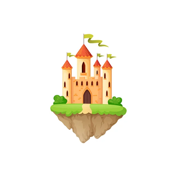 Yeşil Tepelerdeki Sihirli Fantezi Krallık Sarayı Evet Oyun Tasarımı Kırmızı — Stok Vektör