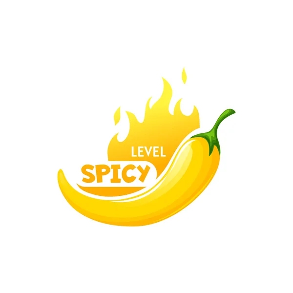 Gelbe Lange Paprika Und Brennende Flamme Skala Des Geschmacks Von — Stockvektor