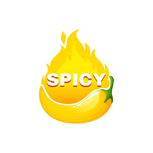 Etiqueta Amarilla Nivel Picante Sabor Chile Fuego Ardiente Campana Vector — Archivo Imágenes Vectoriales