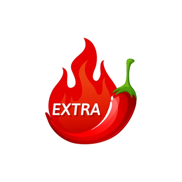 Chili Habanero Roter Pfeffer Geschmack Maxi Scharfes Emblem Brennende Flamme — Stockvektor