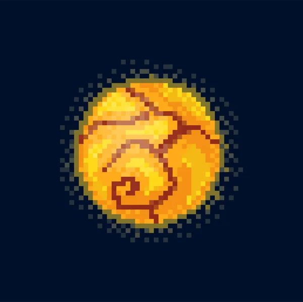 太阳系行星象素宇宙球体孤立的圆形卡通球体图标 矢量天体天体8位游戏设计外太空巨星系宇宙在火 岩浆或熔岩中燃烧的行星 — 图库矢量图片