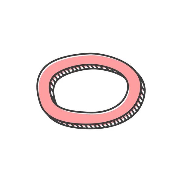 Oval Borda Quadro Doodle Delinear Elemento Design Isolado Quadro Simples — Vetor de Stock